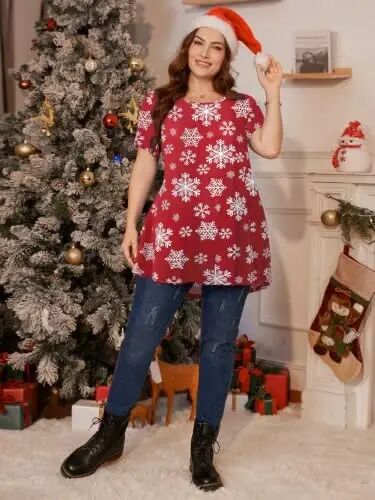 LARACE Plus Size Tops for Women Short Sleeve Summer Tunic Shirt for Legging - 4