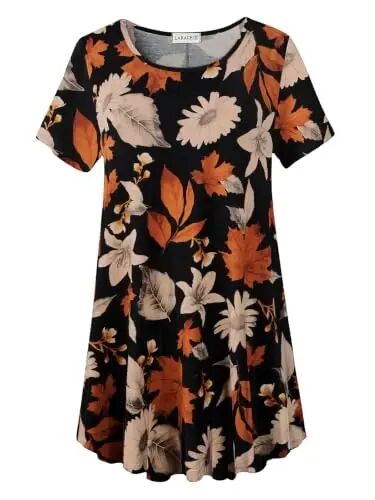 LARACE Plus Size Tops for Women Short Sleeve Summer Tunic Shirt for Legging - LARACE