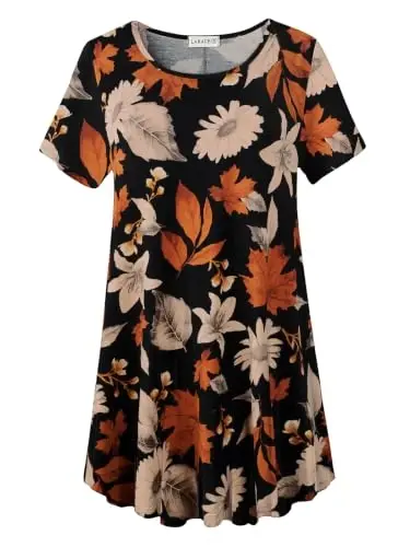 LARACE Plus Size Tops for Women Short Sleeve Summer Tunic Shirt for Legging - 1