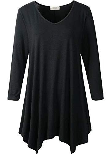 LARACE Plus Size Tops for Women Tunic Asymmetrical Dress Shirts 3/4 Sleeve V Neck Flowy Ladies Clothes for Leggings - 1