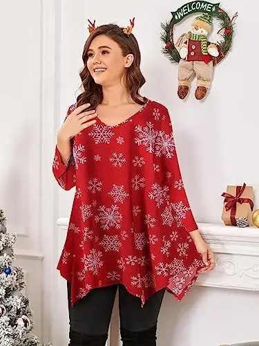 LARACE Plus Size Tops for Women Tunic Asymmetrical Dress Shirts 3/4 Sleeve V Neck Flowy Ladies Clothes for Leggings - 8