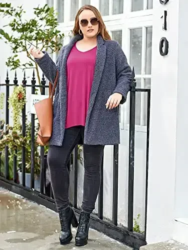 LARACE Plus Size Tops for Women Tunic Asymmetrical Dress Shirts 3/4 Sleeve V Neck Flowy Ladies Clothes for Leggings - MODAZONE (1)