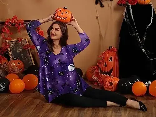 LARACE Plus Size Tops for Women Tunic Asymmetrical Dress Shirts 3/4 Sleeve V Neck Flowy Ladies Clothes for Leggings - 5