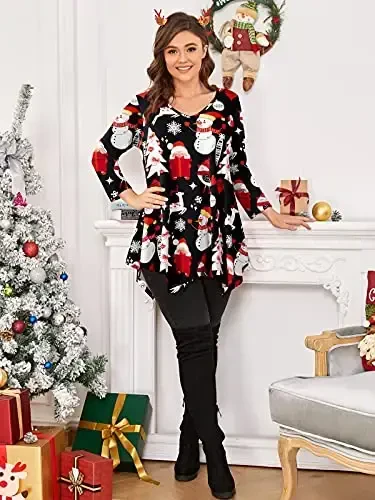 LARACE Plus Size Tops for Women Tunic Asymmetrical Dress Shirts 3/4 Sleeve V Neck Flowy Ladies Clothes for Leggings - 4