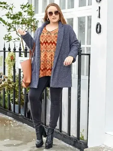 LARACE Plus Size Tops for Women Tunic Asymmetrical Dress Shirts 3/4 Sleeve V Neck Flowy Ladies Clothes for Leggings - MODAZONE (1)