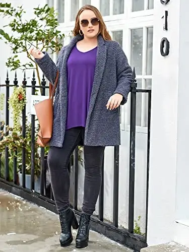 LARACE Plus Size Tops for Women Tunic Asymmetrical Dress Shirts 3/4 Sleeve V Neck Flowy Ladies Clothes for Leggings - 2