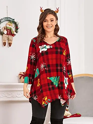 LARACE Plus Size Tops for Women Tunic Asymmetrical Dress Shirts 3/4 Sleeve V Neck Flowy Ladies Clothes for Leggings - 7