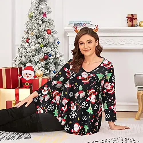 LARACE Plus Size Tops for Women Tunic Asymmetrical Dress Shirts 3/4 Sleeve V Neck Flowy Ladies Clothes for Leggings - 5