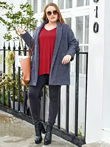 LARACE Plus Size Tops for Women Tunic Asymmetrical Dress Shirts 3/4 Sleeve V Neck Flowy Ladies Clothes for Leggings - MODAZONE (1)