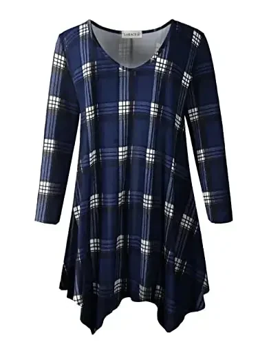 LARACE Plus Size Tops for Women Tunic Asymmetrical Dress Shirts 3/4 Sleeve V Neck Flowy Ladies Clothes for Leggings - 1