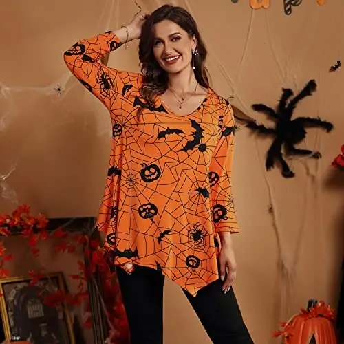 LARACE Plus Size Tops for Women Tunic Asymmetrical Dress Shirts 3/4 Sleeve V Neck Flowy Ladies Clothes for Leggings - 9