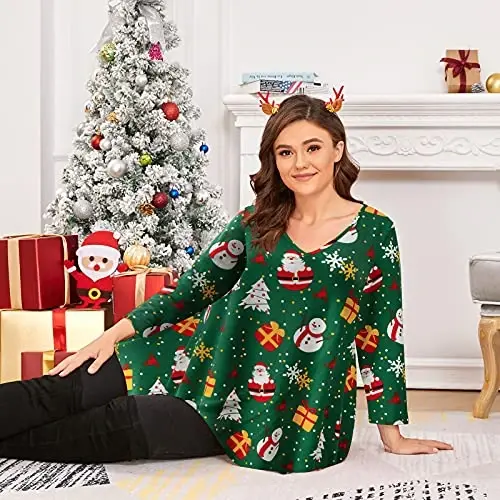 LARACE Plus Size Tops for Women Tunic Asymmetrical Dress Shirts 3/4 Sleeve V Neck Flowy Ladies Clothes for Leggings - 10