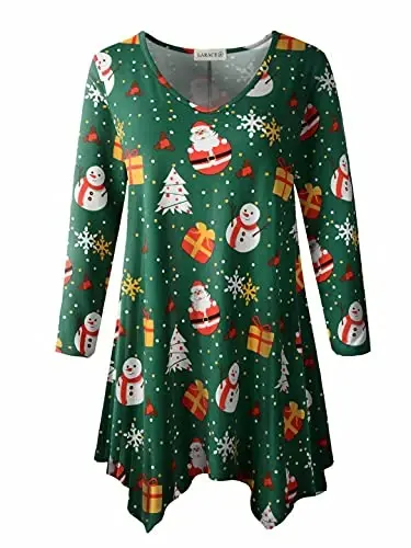 LARACE Plus Size Tops for Women Tunic Asymmetrical Dress Shirts 3/4 Sleeve V Neck Flowy Ladies Clothes for Leggings 