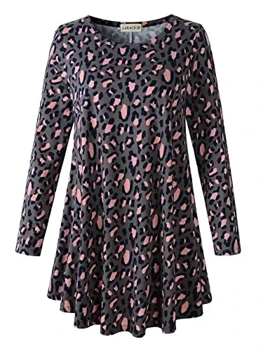 LARACE Plus Size Tunic Tops Ayollar uchun uzun qisma ko'ylaklar Swing Flowy Loose Fit Leggings uchun kiyimlar 