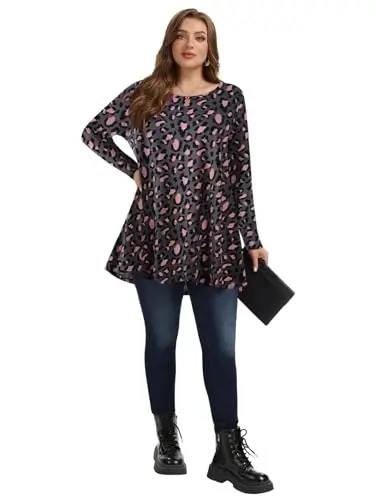 LARACE Plus Size Tunic Tops Ayollar uchun uzun qisma ko'ylaklar Swing Flowy Loose Fit Leggings uchun kiyimlar - 7