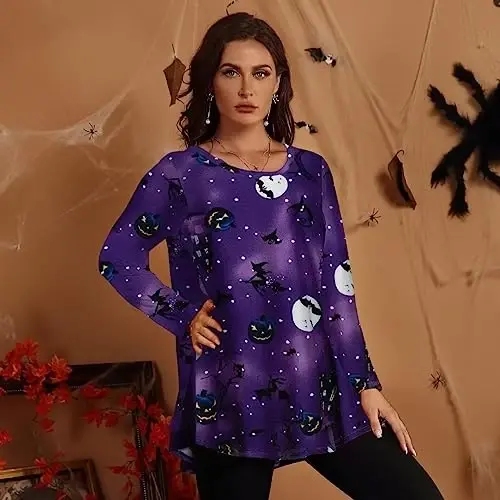 LARACE Plus Size Tunic Tops Ayollar uchun uzun yengli ko'ylaklar Swing Flowy Loose Fit Leggings uchun kiyimlar - 11