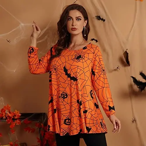 LARACE Plus Size Tunic Tops Ayollar uchun uzun yengli ko'ylaklar Swing Flowy Loose Fit Leggings uchun kiyimlar - 5