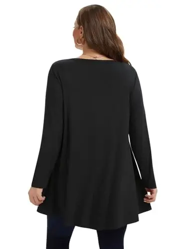LARACE Plus Size Tunic Tops Long Sleeve Shirts for Women Swing Flowy Loose Fit Clothes for Leggings - 5