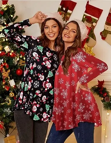 LARACE Plus Size Tunic Tops Long Sleeve Shirts for Women Swing Flowy Loose Fit Clothes for Leggings - 10