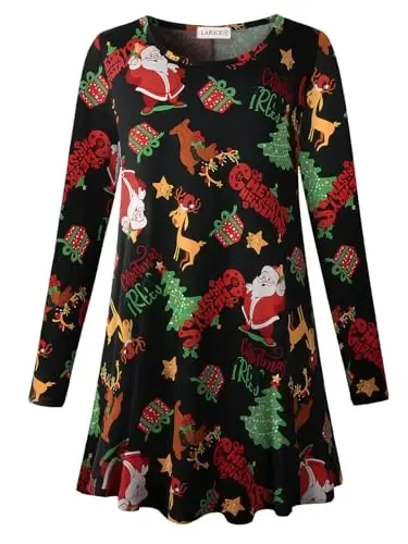 LARACE Plus Size Tunic Tops Long Sleeve Shirts for Women Swing Flowy Loose Fit Clothes for Leggings 