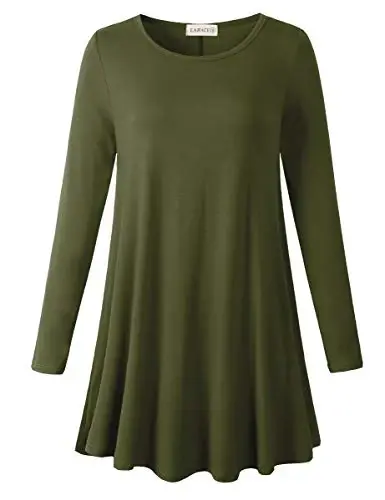LARACE Plus Size Tunic Tops Long Sleeve Shirts for Women Swing Flowy Loose Fit Clothes for Leggings - 1