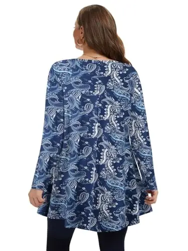 LARACE Plus Size Tunic Tops Long Sleeve Shirts for Women Swing Flowy Loose Fit Clothes for Leggings - 5