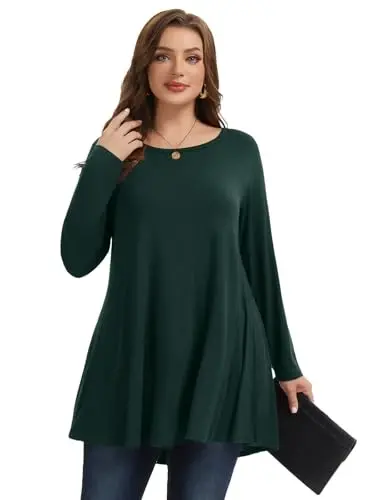 LARACE Plus Size Tunic Tops Long Sleeve Shirts for Women Swing Flowy Loose Fit Clothes for Leggings - 4