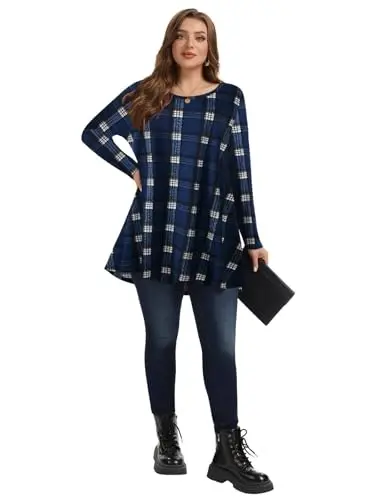 LARACE Plus Size Tunic Tops Long Sleeve Shirts for Women Swing Flowy Loose Fit Clothes for Leggings - 7