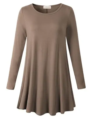 LARACE Plus Size Tunic Tops Long Sleeve Shirts for Women Swing Flowy Loose Fit Clothes for Leggings - MODAZONE