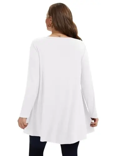 LARACE Plus Size Tunic Tops Long Sleeve Shirts for Women Swing Flowy Loose Fit Clothes for Leggings - 12