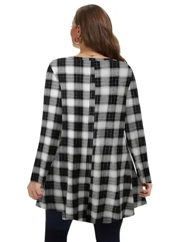 LARACE Plus Size Tunic Tops Long Sleeve Shirts for Women Swing Flowy Loose Fit Clothes for Leggings - 12
