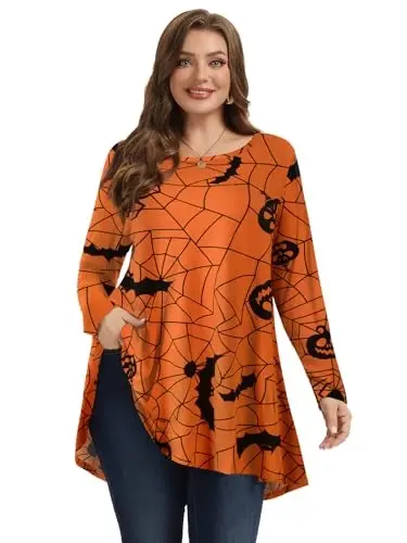 LARACE Plus Size Tunic Tops Long Sleeve Shirts for Women Swing Flowy Loose Fit Clothes for Leggings - 2