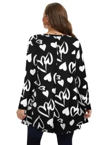 LARACE Plus Size Tunic Tops Long Sleeve Shirts for Women Swing Flowy Loose Fit Clothes for Leggings - 5