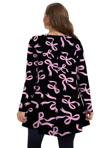 LARACE Plus Size Tunic Tops Long Sleeve Shirts for Women Swing Flowy Loose Fit Clothes for Leggings - 5