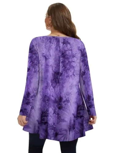 LARACE Plus Size Tunic Tops Long Sleeve Shirts for Women Swing Flowy Loose Fit Clothes for Leggings - 5