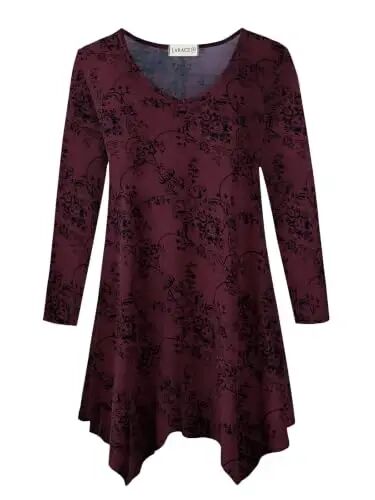 LARACE Plus Size V-Neck 3/4 Sleeve Asymmetrical Tunic Tops for Women | 95% Rayon, 5% Spandex, Breathable, Stretchy, Flowy Hem Hides Belly and Hips, Casual, Fall, Winter, for Leggings, L-5X - LARACE