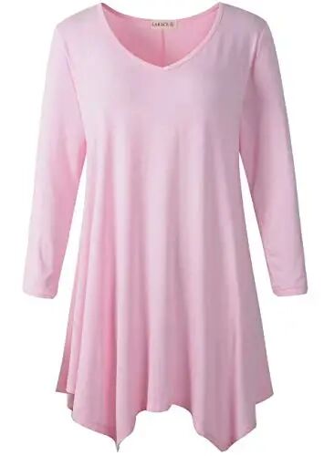 LARACE Plus Size V-Neck 3/4 Sleeve Asymmetrical Tunic Tops for Women | 95% Rayon, 5% Spandex, Breathable, Stretchy, Flowy Hem Hides Belly and Hips, Casual, Fall, Winter, for Leggings, L-5X - LARACE