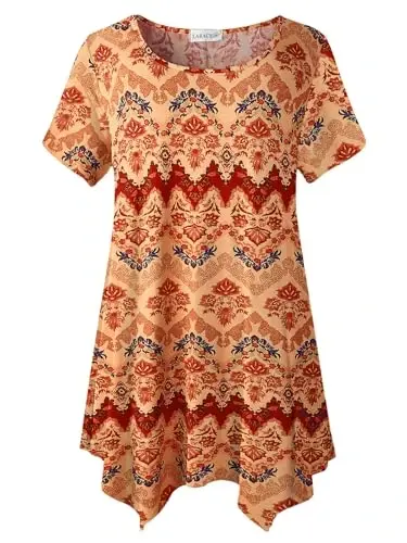 LARACE Short Sleeve Shirts for Womens Plus Size Tops Casual Summer Clothes Asymmetrical Tunic Blouses - 1