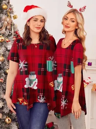 LARACE Short Sleeve Shirts for Womens Plus Size Tops Casual Summer Clothes Asymmetrical Tunic Blouses - 3