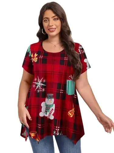 LARACE Short Sleeve Shirts for Womens Plus Size Tops Casual Summer Clothes Asymmetrical Tunic Blouses - 3