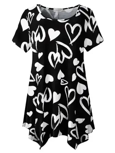 LARACE Short Sleeve Shirts for Womens Plus Size Tops Casual Summer Clothes Asymmetrical Tunic Blouses - 1