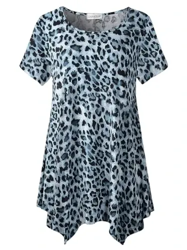 LARACE Short Sleeve Shirts for Womens Plus Size Tops Casual Summer Clothes Asymmetrical Tunic Blouses 
