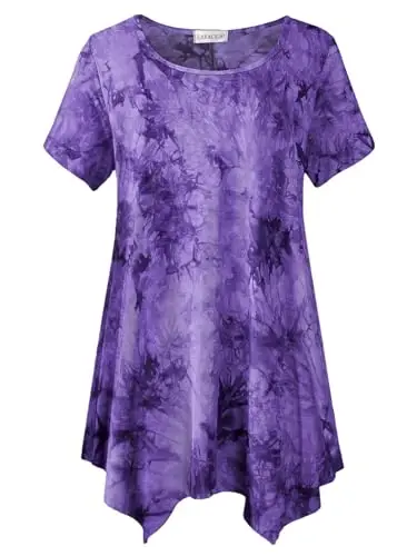 LARACE Short Sleeve Shirts for Womens Plus Size Tops Casual Summer Clothes Asymmetrical Tunic Blouses 