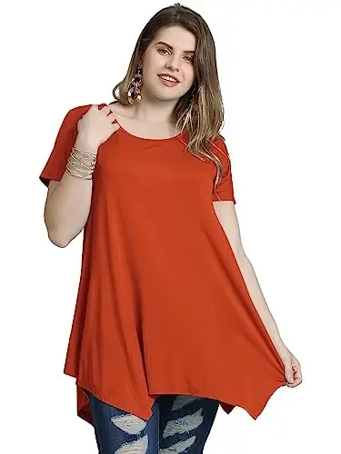 LARACE Short Sleeve Shirts for Womens Plus Size Tops Casual Summer Clothes Asymmetrical Tunic Blouses - 3