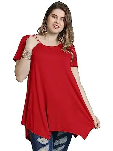 LARACE Short Sleeve Shirts for Womens Plus Size Tops Casual Summer Clothes Asymmetrical Tunic Blouses - 3