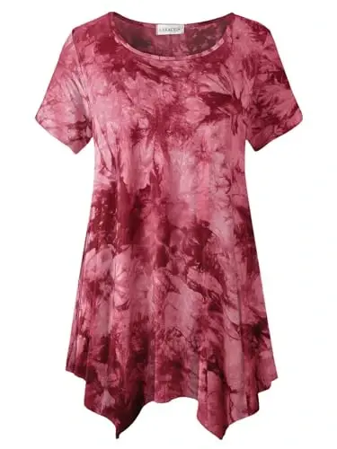 LARACE Short Sleeve Shirts for Womens Plus Size Tops Casual Summer Clothes Asymmetrical Tunic Blouses 