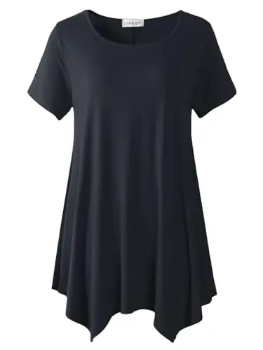 LARACE Short Sleeve Shirts for Womens Plus Size Tops Casual Summer Clothes Asymmetrical Tunic Blouses - 1