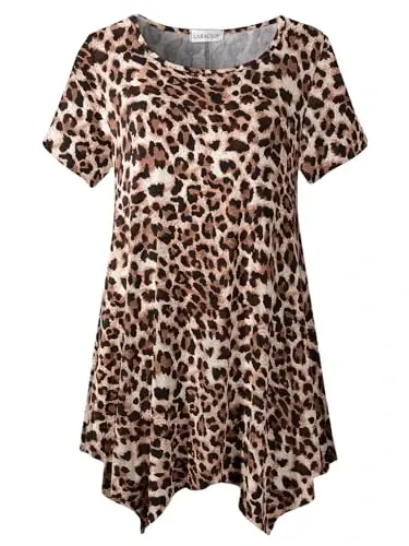 LARACE Short Sleeve Shirts for Womens Plus Size Tops Casual Summer Clothes Asymmetrical Tunic Blouses - 1