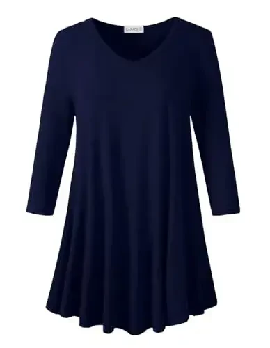 LARACE Tunics 3/4 Sleeve Plus Size Tops for Women V Neck Loose Fit Flowy Clothing for Leggings 