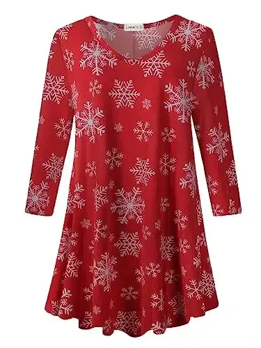 LARACE Tunics 3/4 Sleeve Plus Size Tops for Women V Neck Loose Fit Flowy Clothing for Leggings - MODAZONE